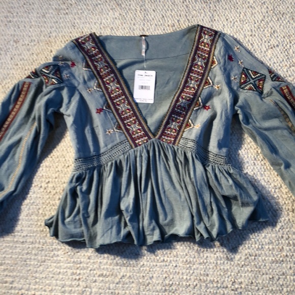 Free People Tops - Free People Aria Embroidered Top-NWT